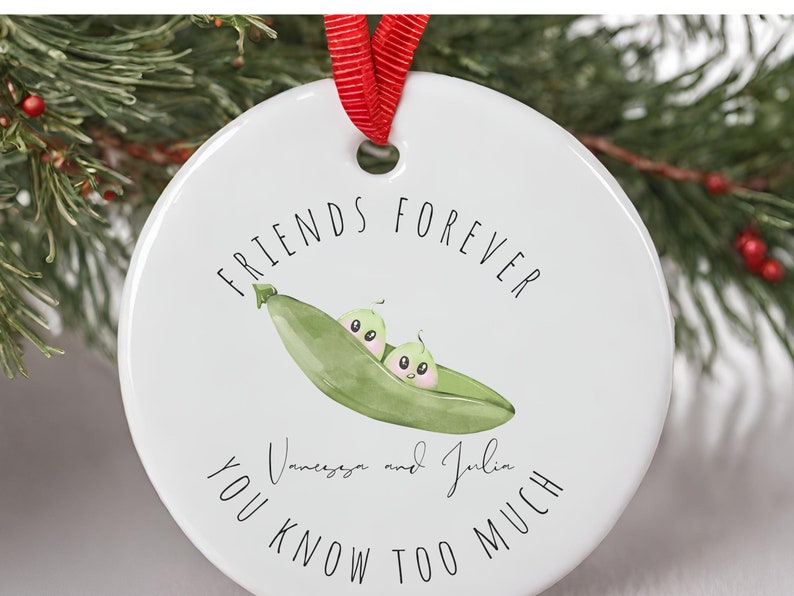 Peas in a pod Besties Ornament – Best friend ornament gift for roommate product image 3