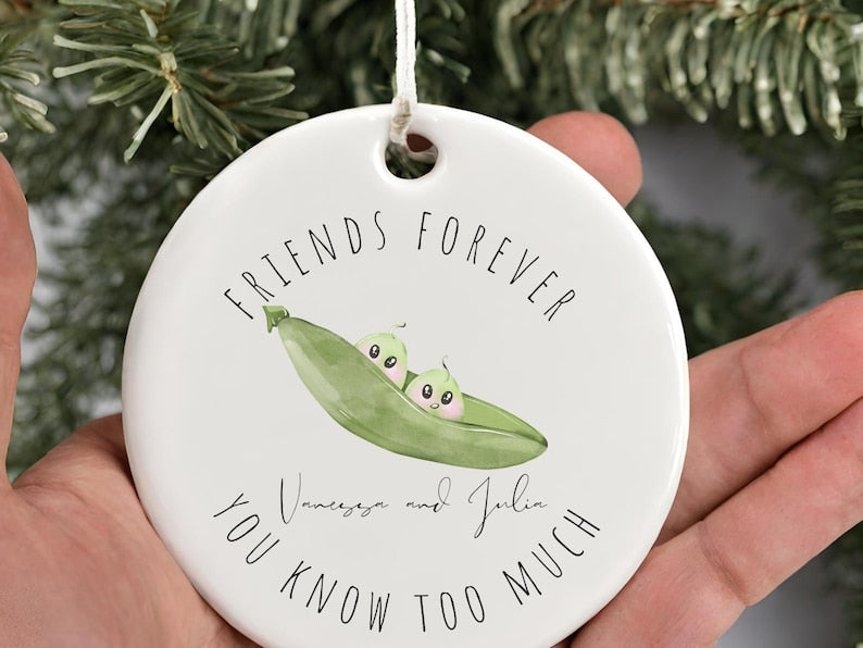 Peas in a pod Besties Ornament – Best friend ornament gift for roommate product image 6
