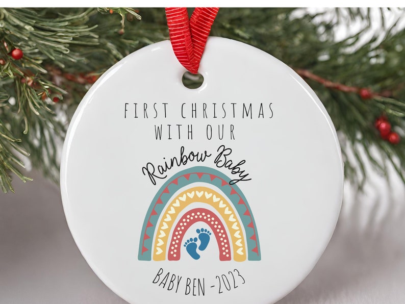 Rainbow baby Christmas ornament – Rainbow baby announcement gift product image 5