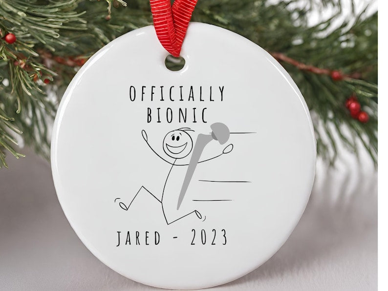 Officially Bionic ornament – custom hip replacement gift with name product image 2