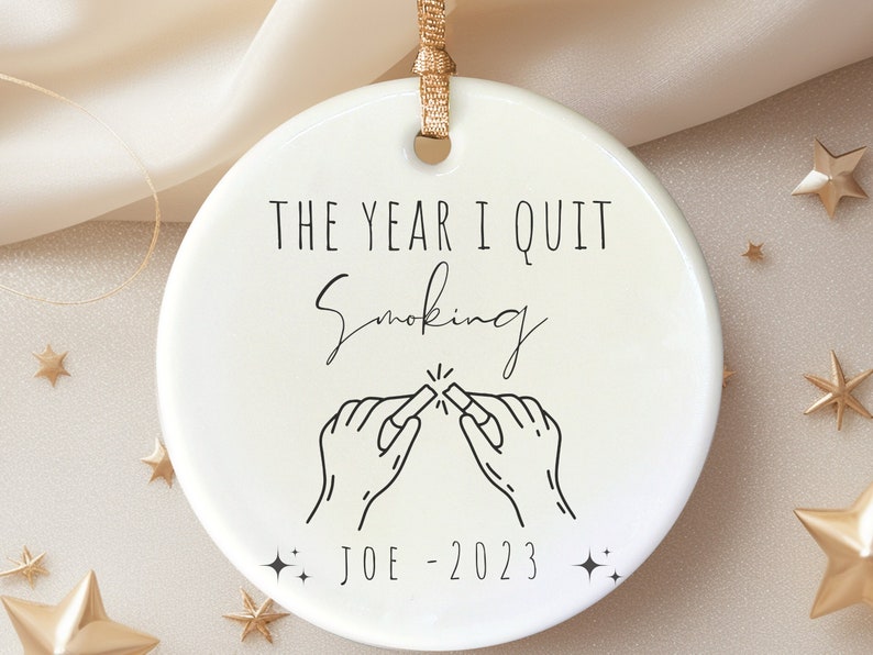 2023 year I quit smoking Ornament – quit smoking milestone keepsake personalized Christmas ornament