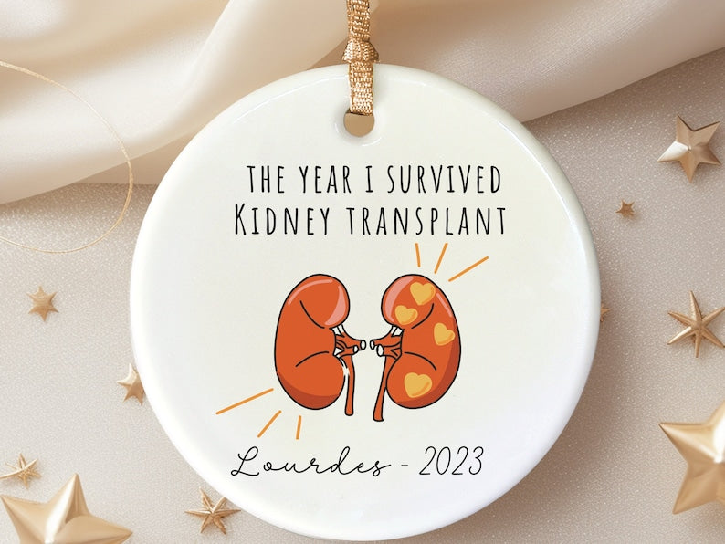 Personalized Kidney Transplant Ceramic Ornament for Transplant Anniversary Gift personalized Christmas ornament