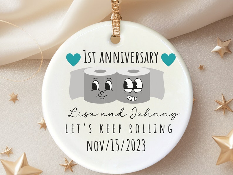 Paper anniversary ornament – Funny Gift for 1st Anniversary personalized Christmas ornament