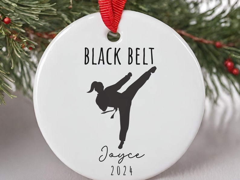 Custom female black belt ornament – black belt gift for her product image 6