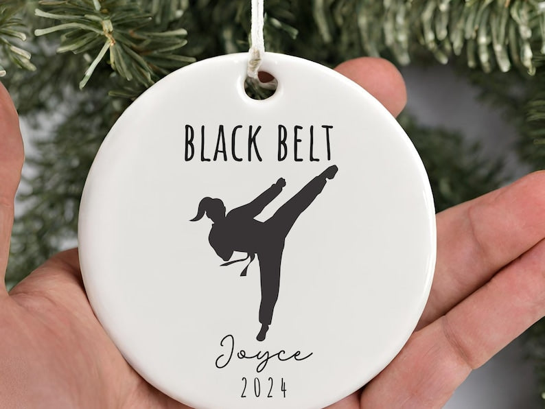 Custom female black belt ornament – black belt gift for her product image 3