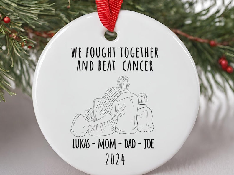 We beat Cancer ornament – family of survivors ornament product image 6