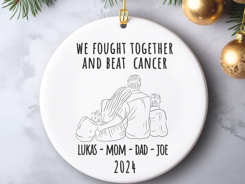 We beat Cancer ornament – family of survivors ornament product image 4