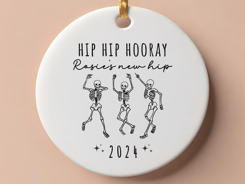 Hip Hip Hooray Ornament for Personalized Hip replacement Keepsake – Funny Hip surgery gift product image 7