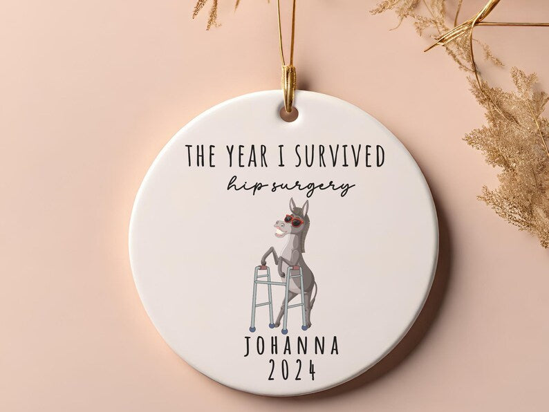 Personalized Hip Surgery ornament – the year I survived Hip Surgery Christmas gift product image 4