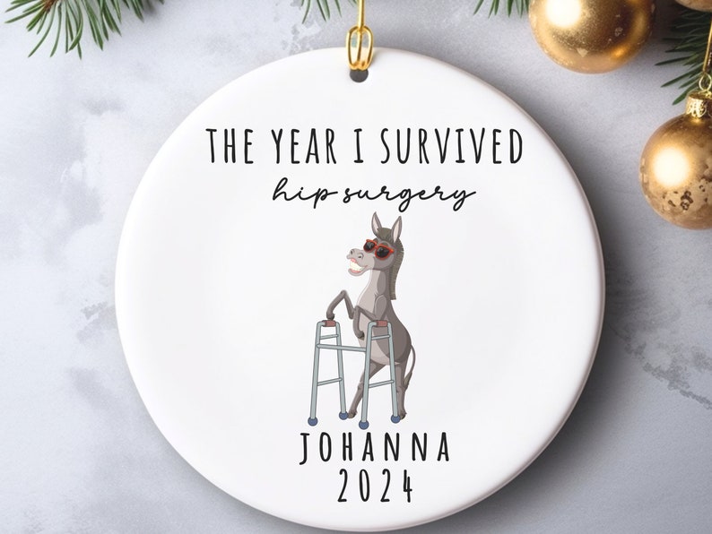 Personalized Hip Surgery ornament – the year I survived Hip Surgery Christmas gift product image 3