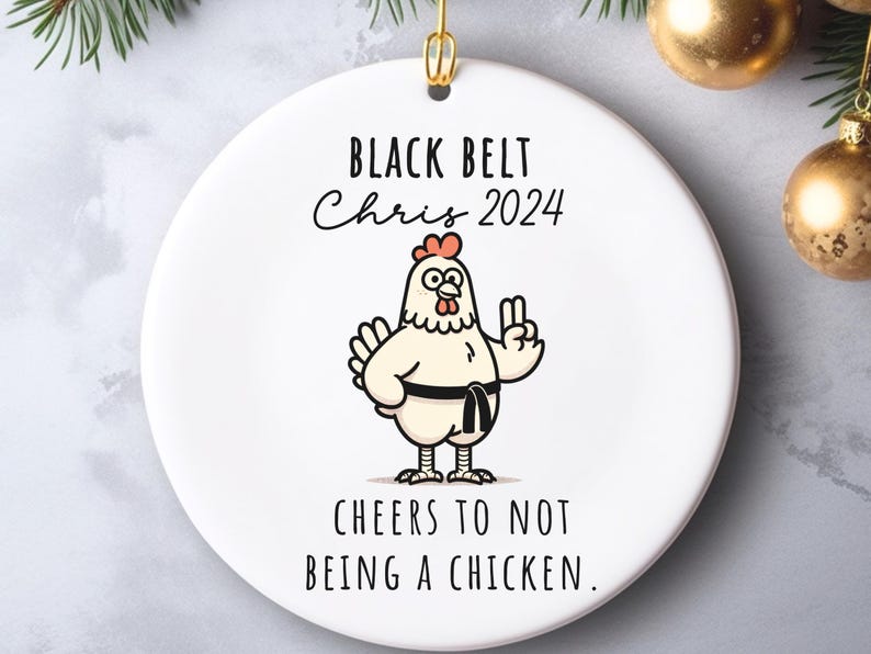 Custom black belt ornament – Martial arts Christmas ornament product image 9
