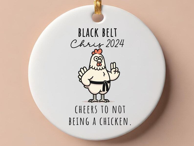 Custom black belt ornament – Martial arts Christmas ornament product image 7
