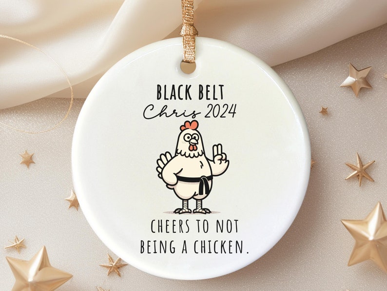Custom black belt ornament – Martial arts Christmas ornament personalized Christmas ornament