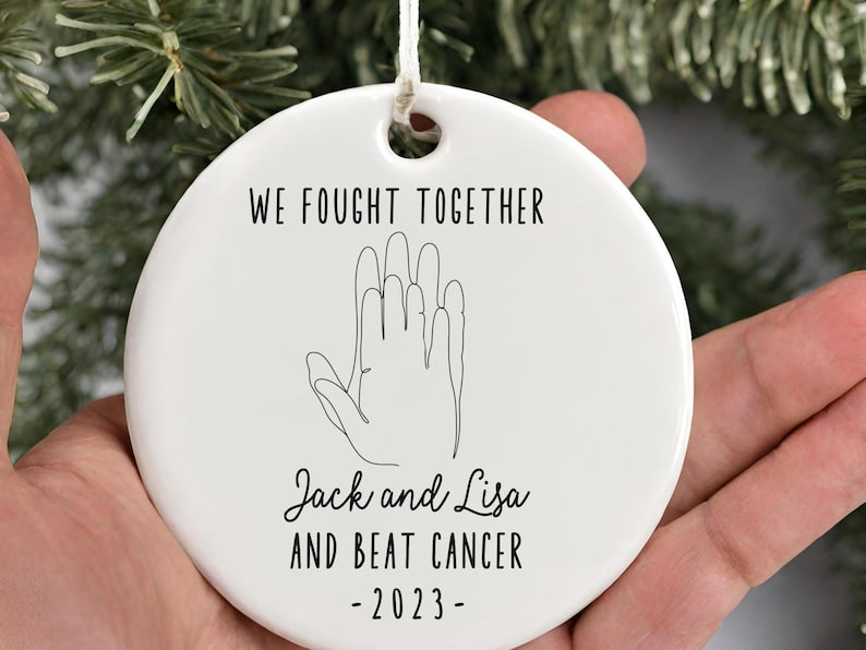 Cancer family survivor ornament cancer free gift for couple Christmas Ornament Personalized gif product image 5