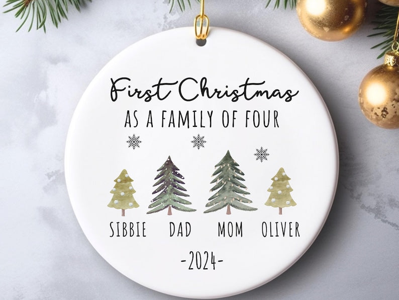 Family of Four Christmas Ornament Family of 4 Family Ornament Personalized Baby's First Christm product image 3