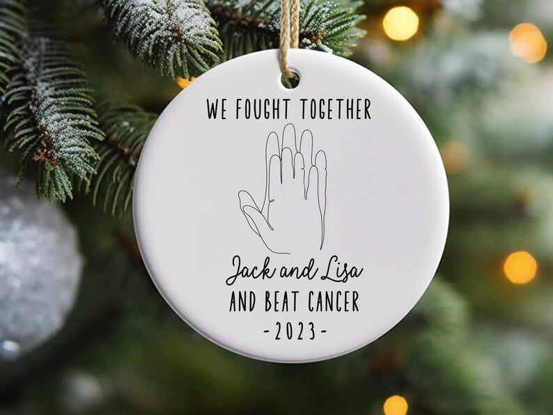 Cancer family survivor ornament cancer free gift for couple Christmas Ornament Personalized gif product image 6