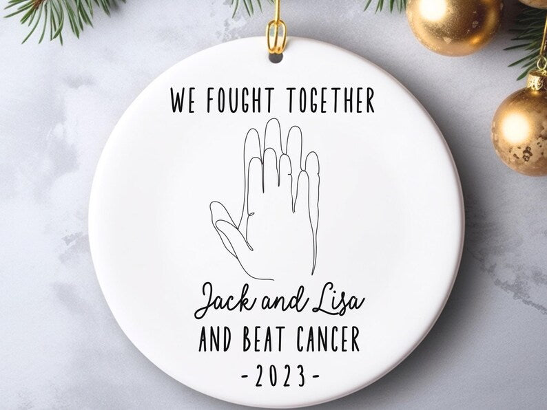 Cancer family survivor ornament cancer free gift for couple Christmas Ornament Personalized gif product image 3