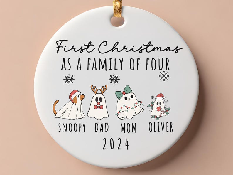 Family of Four Christmas Ornament Family of 4 Family Ornament Personalized Baby's First Christm product image 6