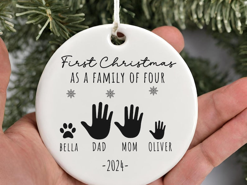 Family of Four Christmas Ornament Family of 4 Family Ornament Personalized Baby's First Christm product image 5