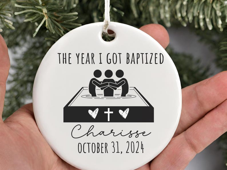 Personalized Baptism Ornament Christian Water Baptism Gift – Custom Keepsake for New Believer product image 3