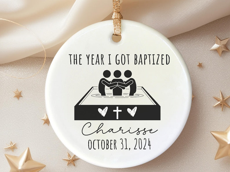 Personalized Baptism Ornament Christian Water Baptism Gift – Custom Keepsake for New Believer personalized Christmas ornament