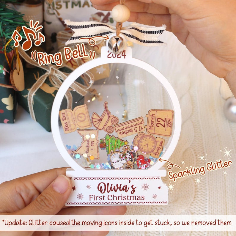Personalized Baby's First Christmas Ornament 2026 – 4D Shake Acrylic Keepsake product image 7