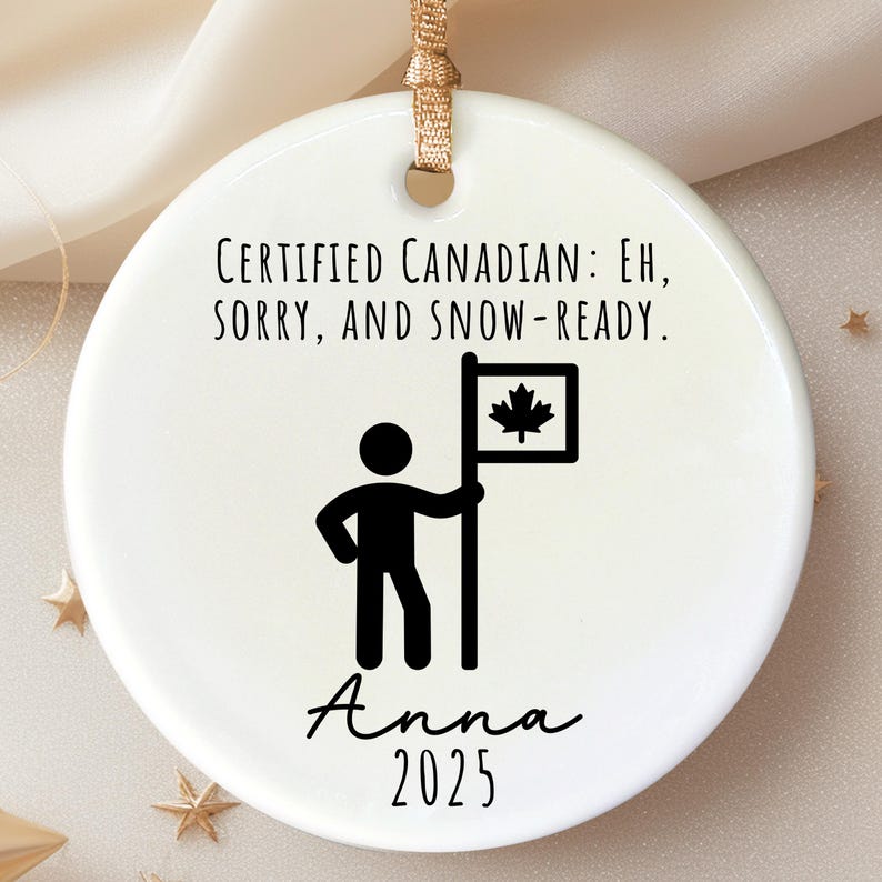 Funny Canadian Citizenship Ornament: New Canadian Keepsake personalized Christmas ornament