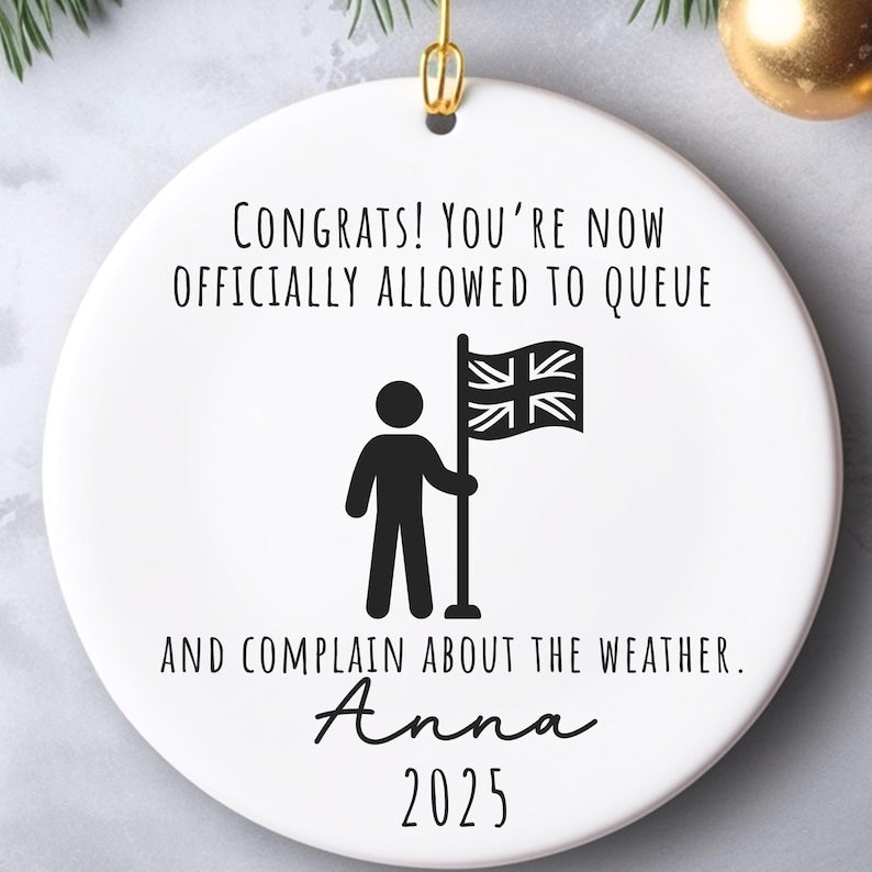 British Citizenship Ornament personalized Christmas ornament