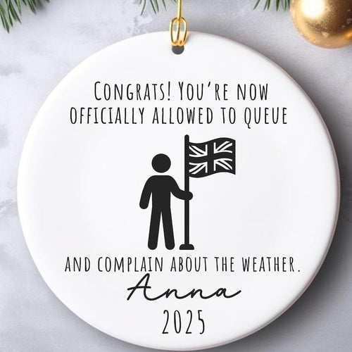 British Citizenship Ornament personalized Christmas ornament