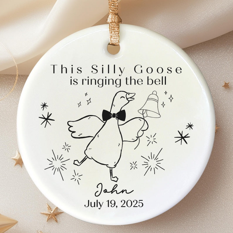 Silly Goose Cancer Survivor Ornament – Ringing the Bell Gift for Him or Her personalized Christmas ornament