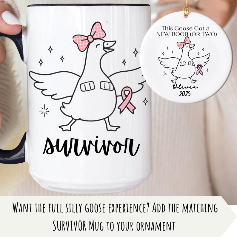 Funny Breast Cancer Gift Ornament for Mastectomy Survivor Gift product image 2