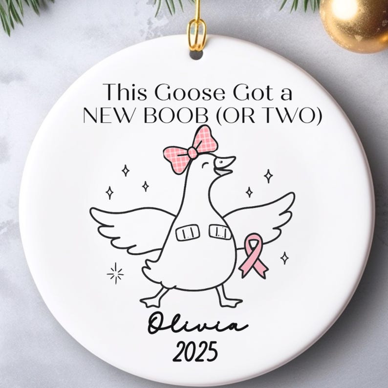 Funny Breast Cancer Gift Ornament for Mastectomy Survivor Gift product image 3