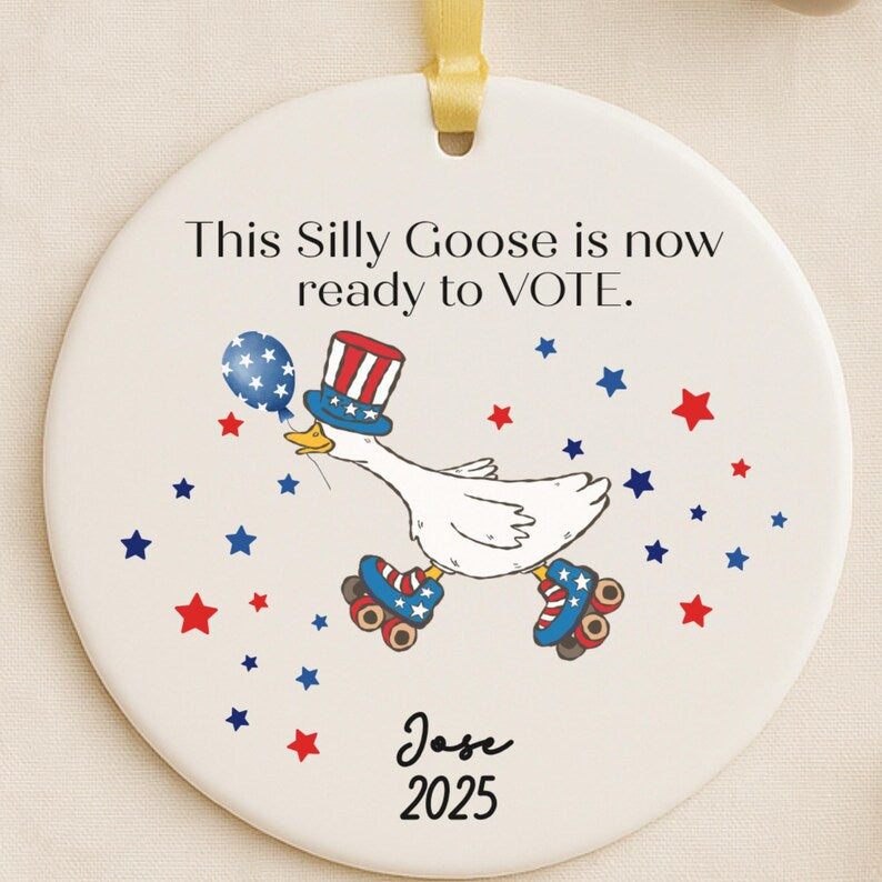Funny Citizenship Ornament – First-Time Voters personalized Christmas ornament
