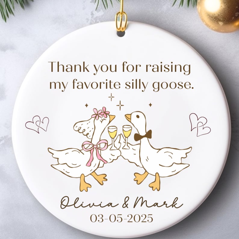 Personalized Wedding Ornament from Bride and Groom to Parents Thank You Keepsake product image 5