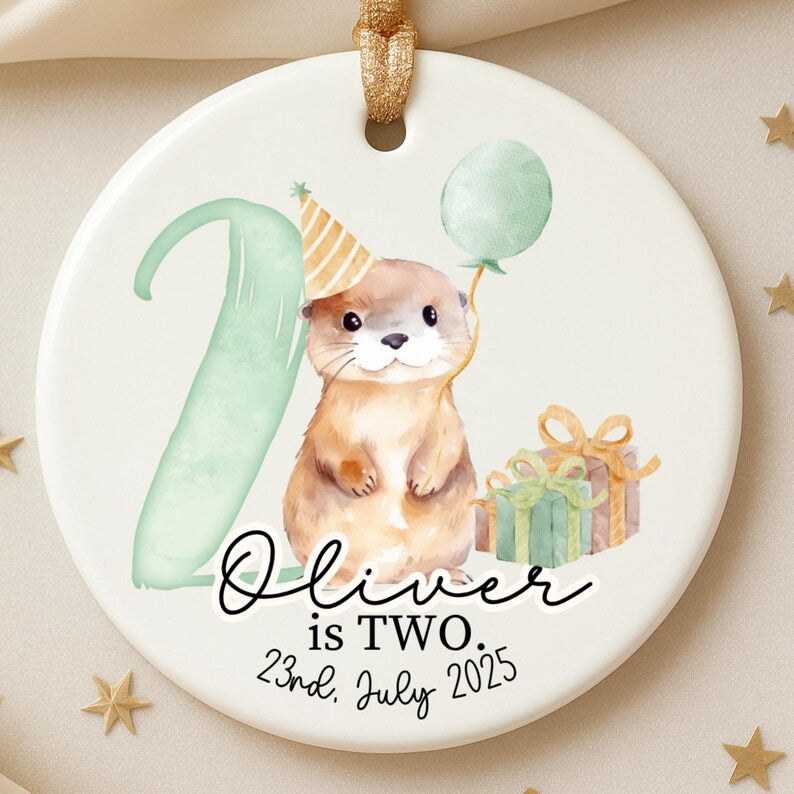Otter Second Birthday Ornament for Baby Boy – Custom 2nd Birthday Keepsake Gift for Toddler product image 9