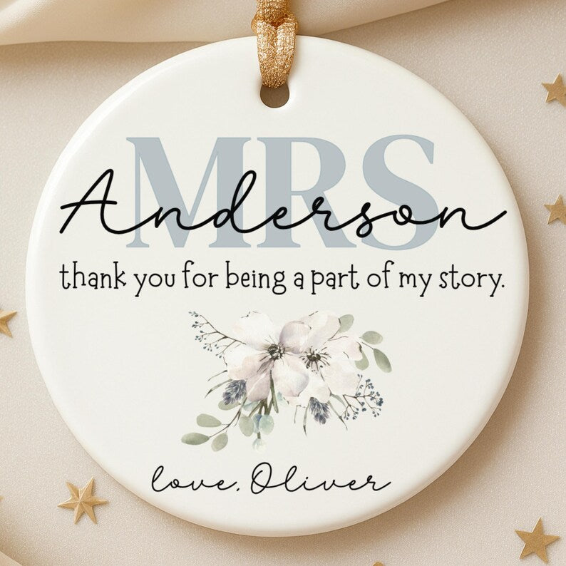 Personalized Teacher Ornament: Floral Design – End of Year Gift product image 7
