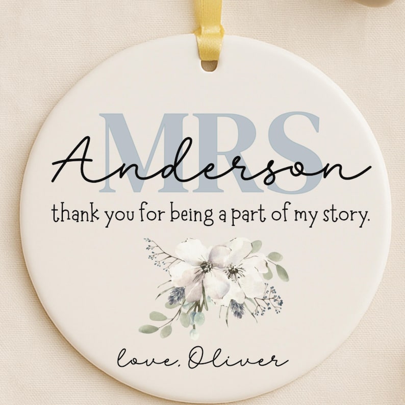 Personalized Teacher Ornament: Floral Design – End of Year Gift personalized Christmas ornament