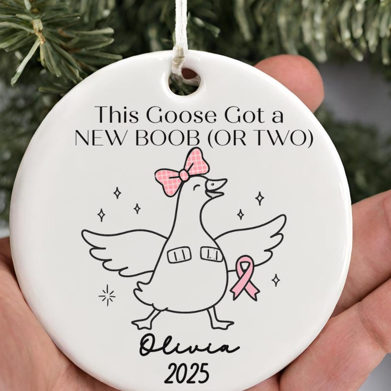 Funny Breast Cancer Gift Ornament for Mastectomy Survivor Gift product image 4