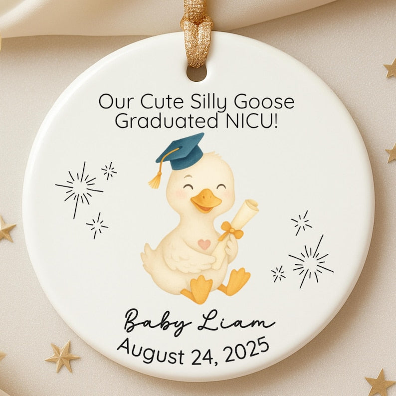 NICU Graduation Ornament – NICU Baby Milestone Keepsake personalized Christmas ornament