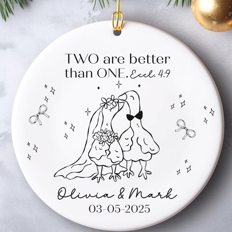 Cute Wedding Ornament for Couple – Custom Bride Groom Silly Goose Gift product image 7