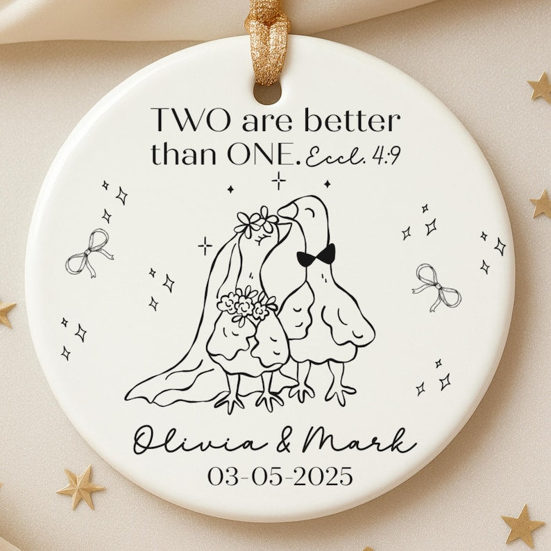 Cute Wedding Ornament for Couple – Custom Bride Groom Silly Goose Gift product image 3