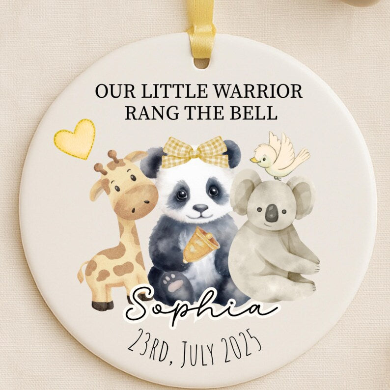 Personalized End of Chemo Ornament: Safari Animals – Pediatric Cancer Milestone personalized Christmas ornament