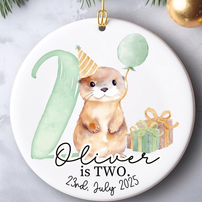Otter Second Birthday Ornament for Baby Boy – Custom 2nd Birthday Keepsake Gift for Toddler product image 3
