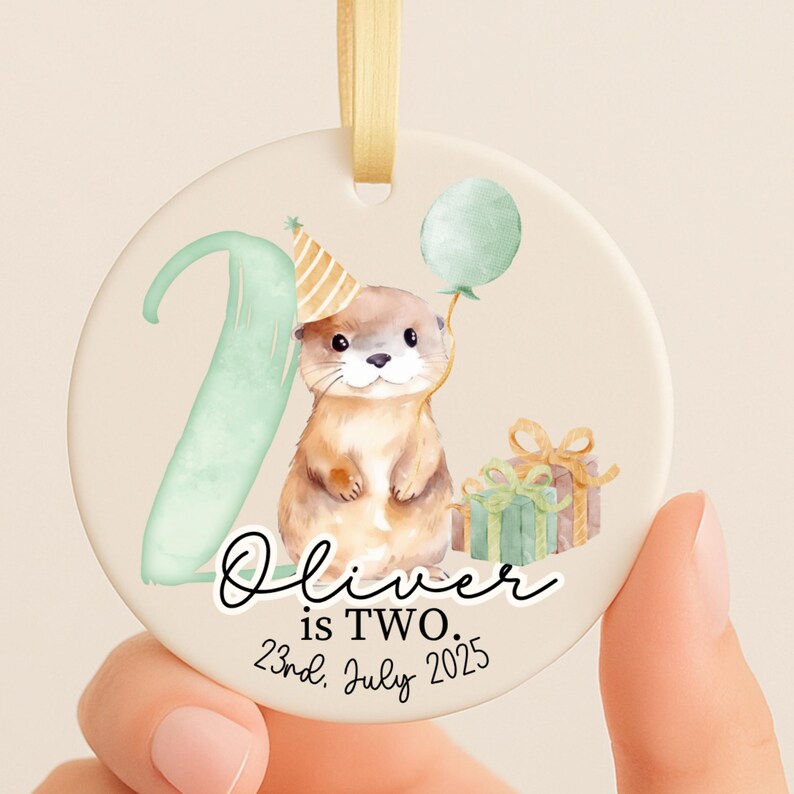 Otter Second Birthday Ornament for Baby Boy – Custom 2nd Birthday Keepsake Gift for Toddler product image 5