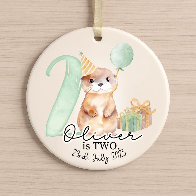 Otter Second Birthday Ornament for Baby Boy – Custom 2nd Birthday Keepsake Gift for Toddler product image 7