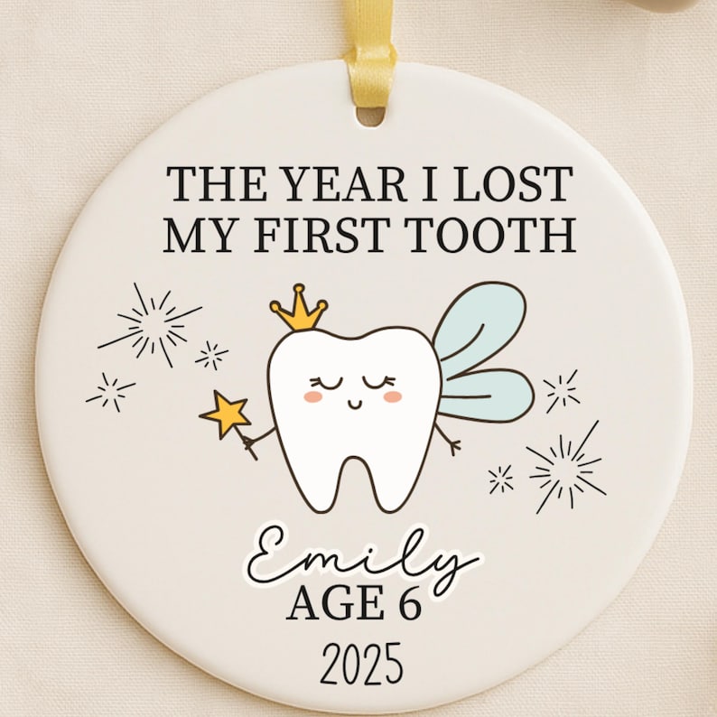 Lost First Tooth Ornament for Kids – Personalized Tooth Fairy Milestone Gift personalized Christmas ornament