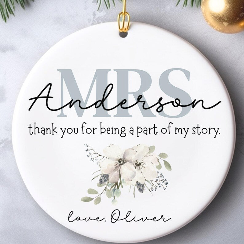 Personalized Teacher Ornament: Floral Design – End of Year Gift product image 5