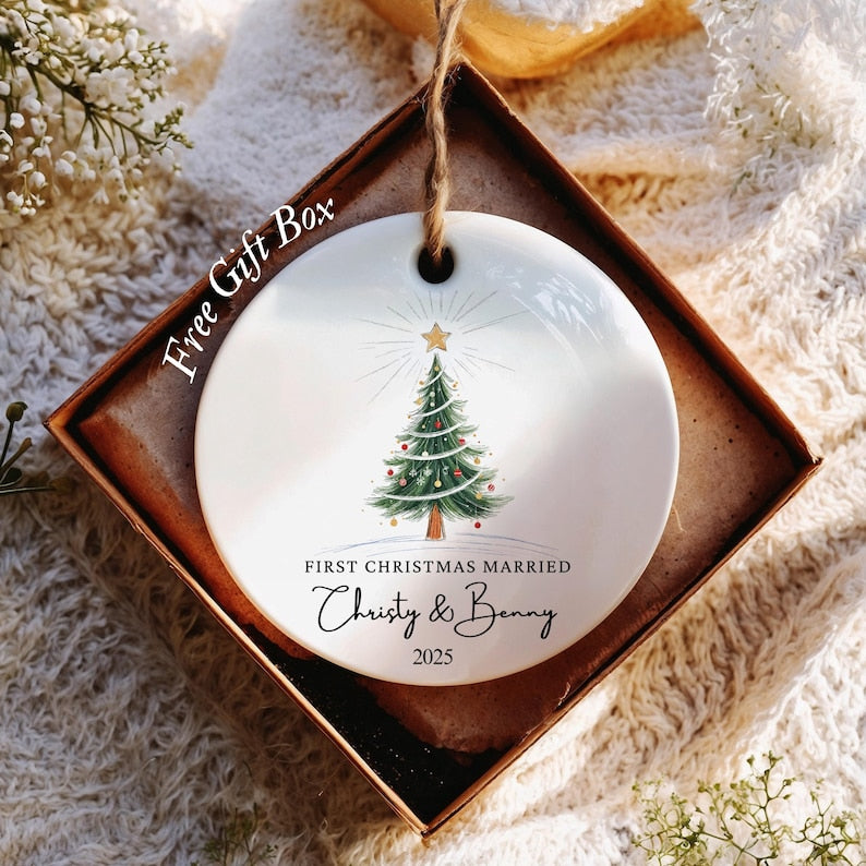 First Christmas Married Ornament – Mr and Mrs Ornament personalized acrylic Christmas ornament