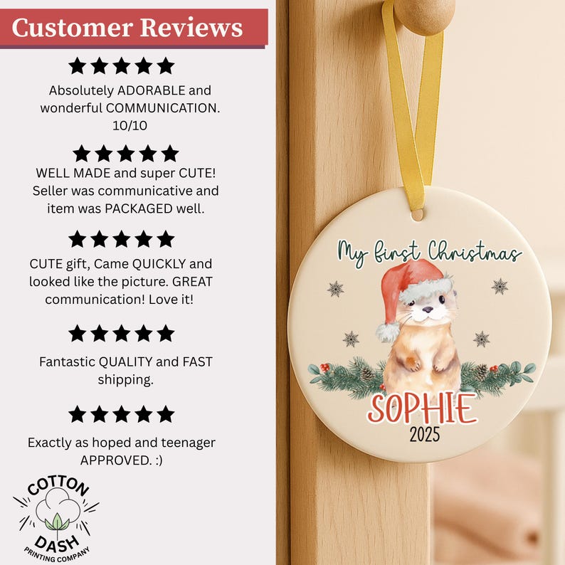 Personalized Baby’s First Christmas Ornament – Otter Holiday Keepsake for Custom Newborn Gift product image 7