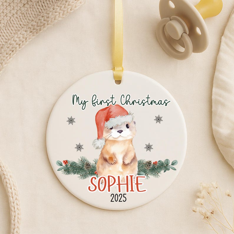 Personalized Baby’s First Christmas Ornament – Otter Holiday Keepsake for Custom Newborn Gift product image 9